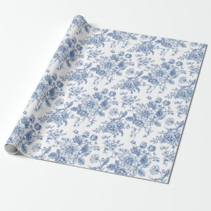 Blue Flower Pattern Wrapping Paper