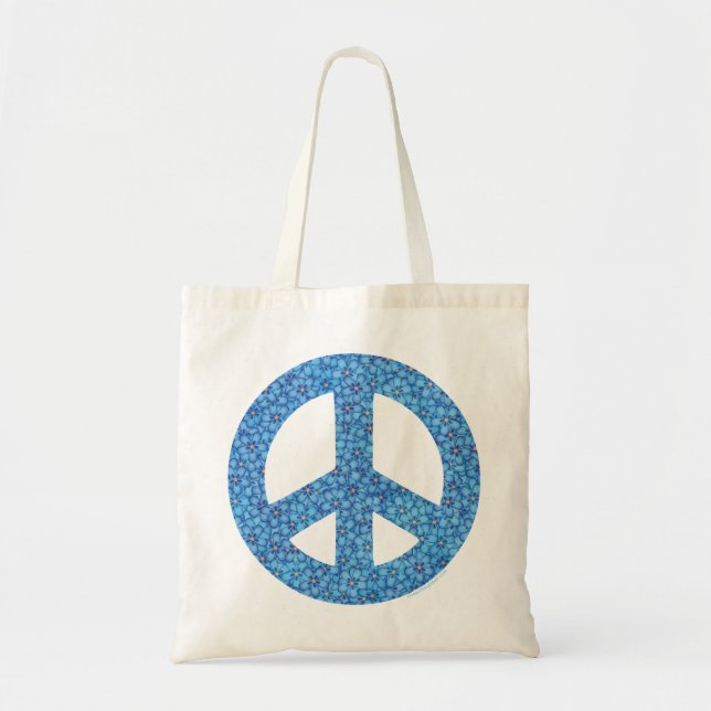 Blue Flower Peace Tote Bag (Front)