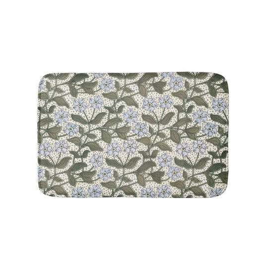 Blue Flower Periwinkle Vinca Pattern Bath Mat | Zazzle.com