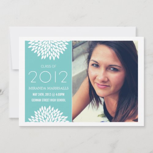 Blue Flower Photo Graduation Announcements