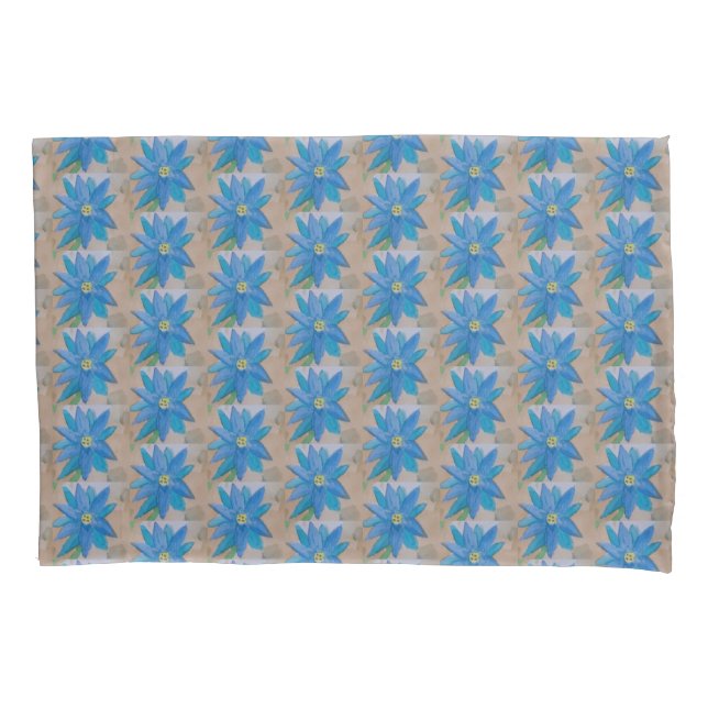 Blue Flower  Pillow Case (Front)
