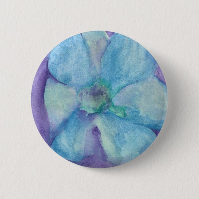 Blue Flower Pinback Button (Front)