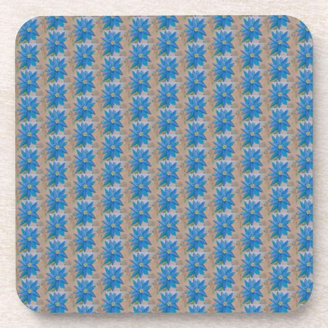 Blue Flower Plastic Coaster (Front)