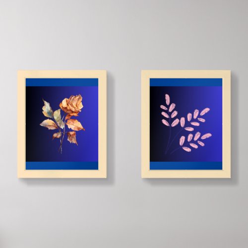 blue flower poster wall art sets