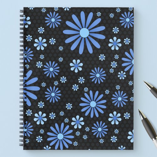 Blue Flower Power Daisy Pattern Floral Notebook