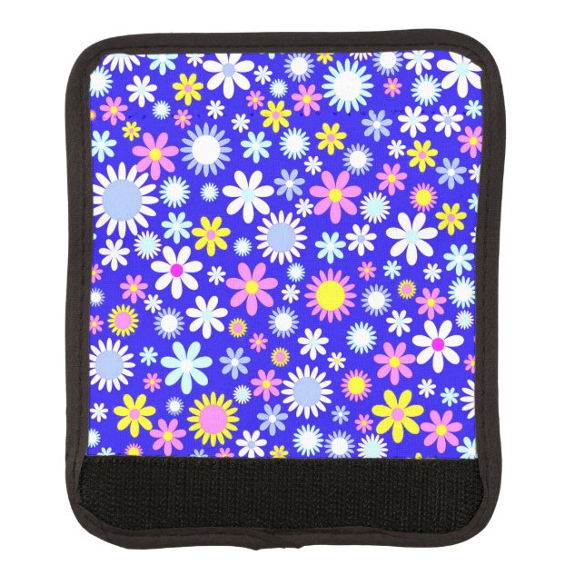 Blue Flower Power Luggage Handle Wrap (Front)