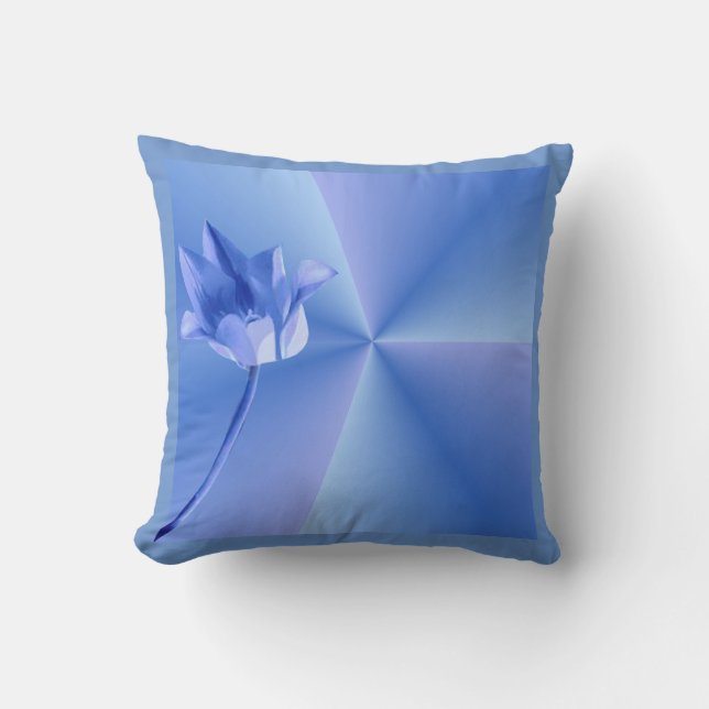 Blue Flower Reversible Throw Pillow (Front)