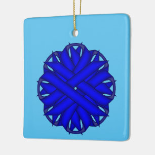 Blue Flower Ribbon by Kenneth Yoncich Ceramic Ornament