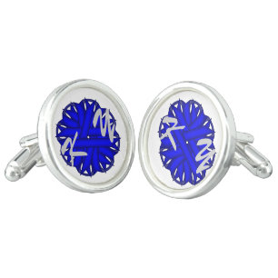 Blue Flower Ribbon by Kenneth Yoncich Cufflinks