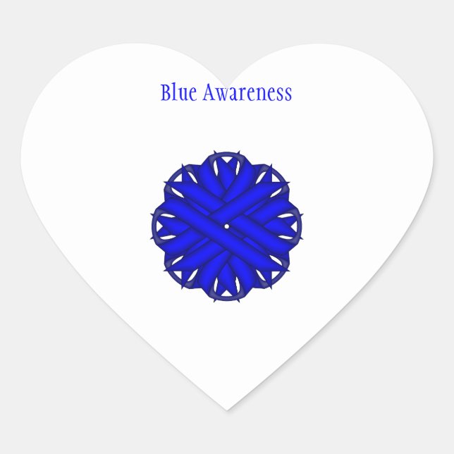 Blue Flower Ribbon by Kenneth Yoncich Heart Sticker (Front)