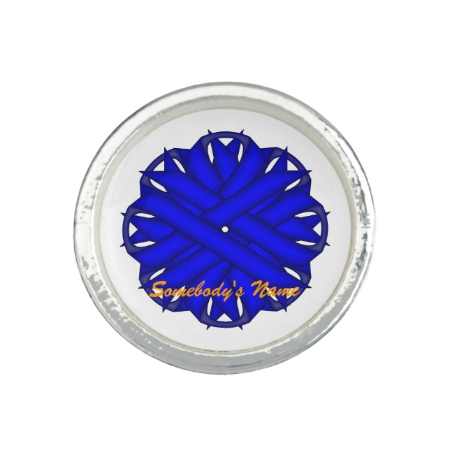 Blue Flower Ribbon by Kenneth Yoncich Ring (Front)