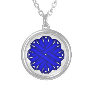 Blue Flower Ribbon by Kenneth Yoncich Silver Plated Necklace