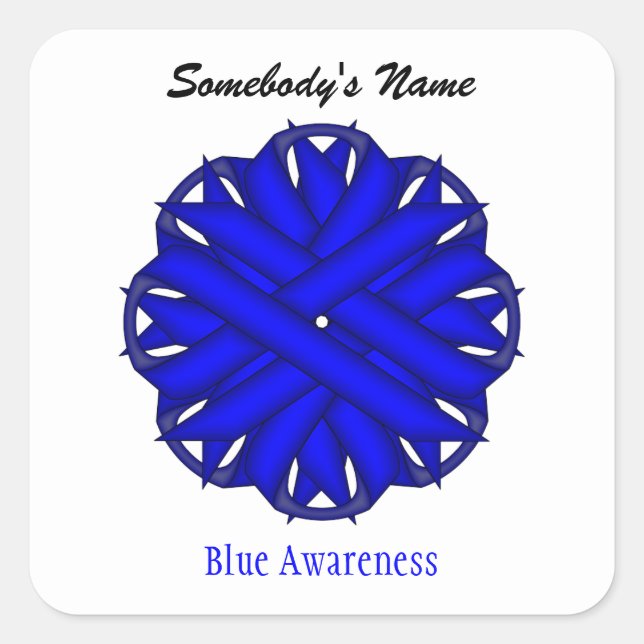 Blue Flower Ribbon by Kenneth Yoncich Square Sticker (Front)