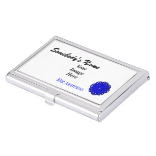 Blue Flower Ribbon Template by Kenneth Yoncich Business Card Holder