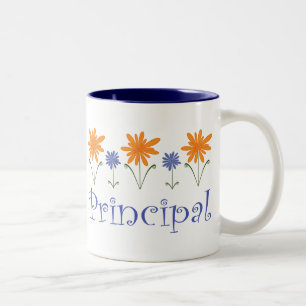 Blue Flower School Principal Gift Two-Tone Coffee Mug