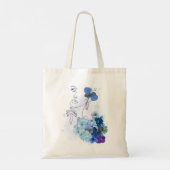 Blue Flower Self-Care Woman Tote Bag (Back)