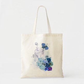 Blue Flower Self-Care Woman Tote Bag