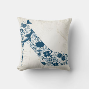 Blue Flower Shoe American MoJo Pillow