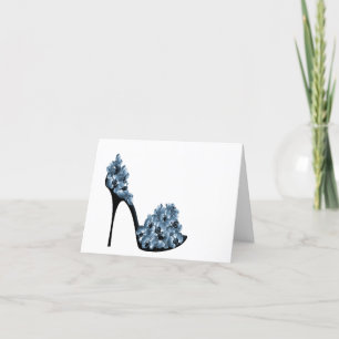 Blue Flower Shoe Letterpress Thank You Card
