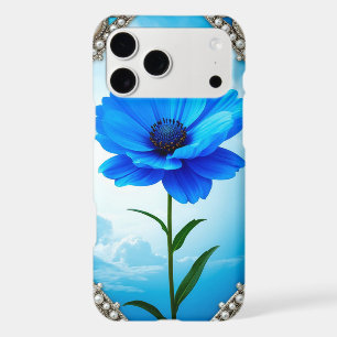 Blue Flower Silver Stained Glass Botanical Details iPhone 17 Pro Max Case