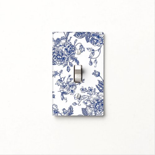 Blue Flower Single Toggle Light Switch Cover