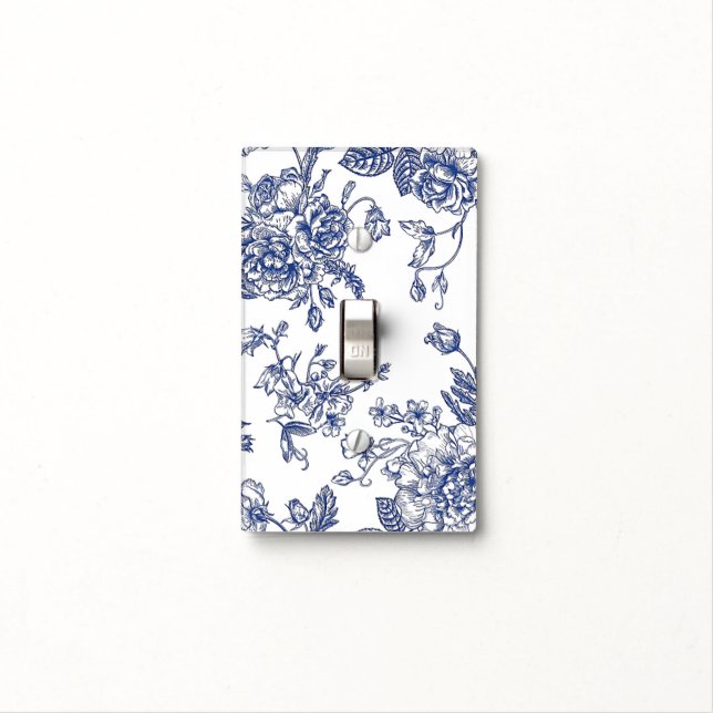 Blue Flower Single Toggle Light Switch Cover (In Situ)