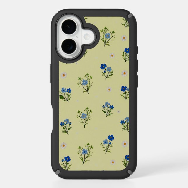 Blue flower Speck Apple iPhone 16 Presidio2 Pro Case (Front)