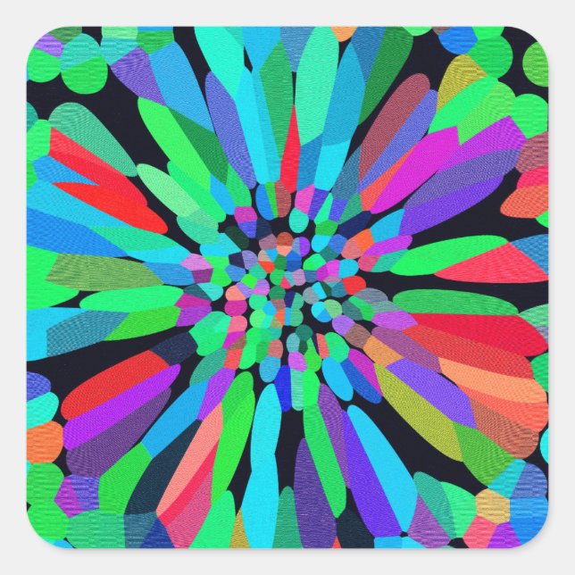 Blue Flower Square Sticker (Front)