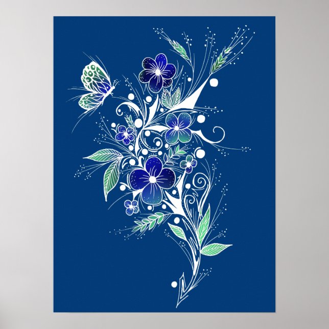 Blue Flower Tattoo Poster (Front)