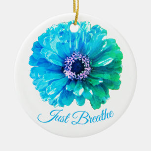 Blue flower teal floral retro daisy ceramic ornament