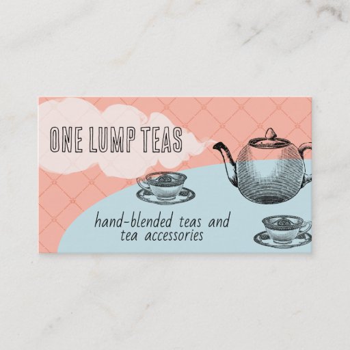 Customizable Blue flower teapot and teacups business cards