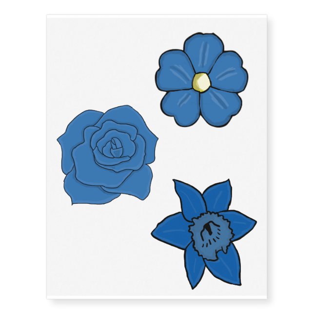 Blue flower temporary tattoos (Front)