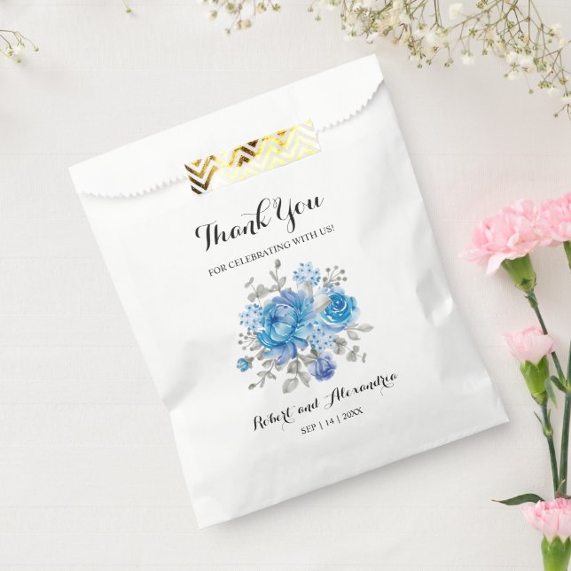 Blue Flower Thank You for Coming Wedding Favor Bag (Sealed)