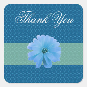 Blue Flower Thank You Square Sticker