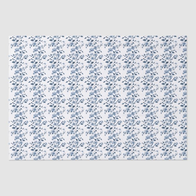 Blue Flower Vine On White Tissue Paper (Front)