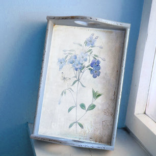 Blue Flower Vintage Butterfly Painted Decoupage Tissue Paper