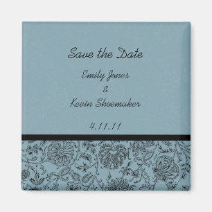 Blue Flower Wallpaper Wedding Favor Magnets