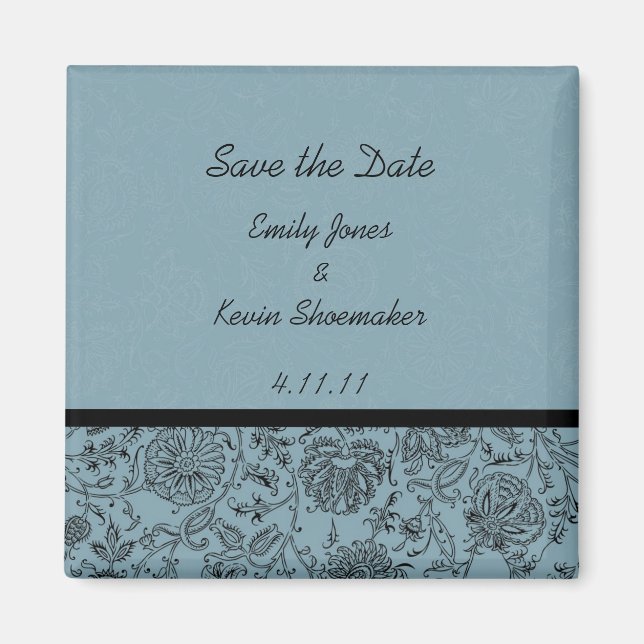 Blue Flower Wallpaper Wedding Favor Magnets (Front)