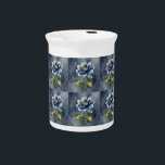 Blue flower watercolour pattern beverage pitcher<br><div class="desc">Blue flower watercolour pattern Throw Pillow with paint splashes and drips.</div>