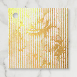 Blue flower watercolour pattern foil favor tags