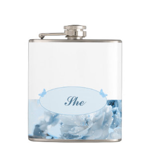 Blue Flower Wedding Invitation Flask