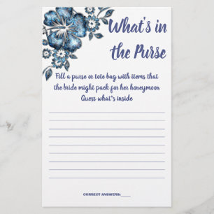 BLUE FLOWER WHAT'S IN THE PURSE SHOWER GAME CARD FLYER