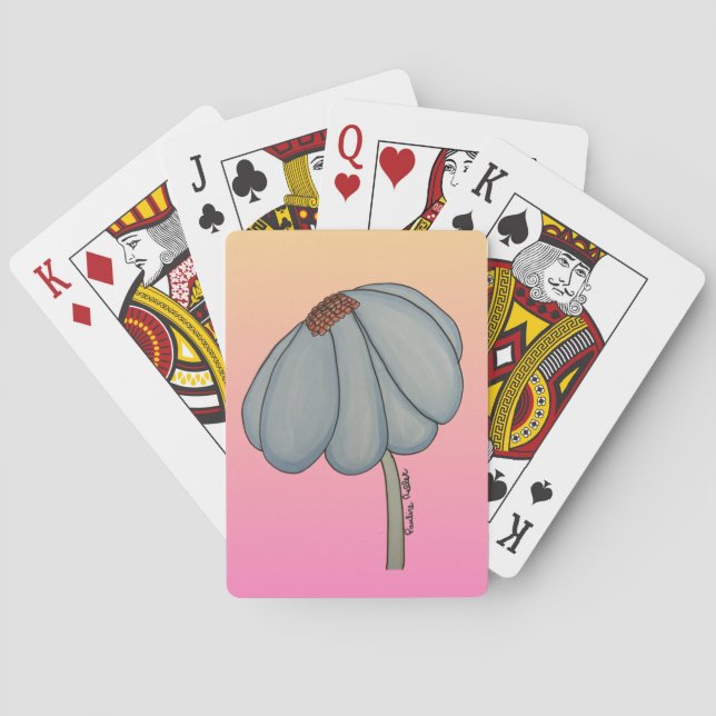 Blue Flower with pink background Poker Cards (Back)