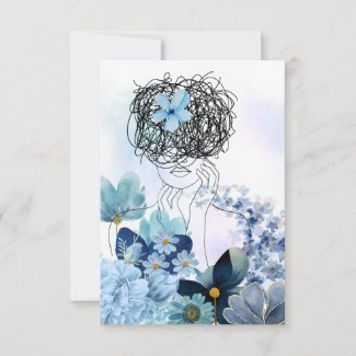 Blue Flower Woman Card