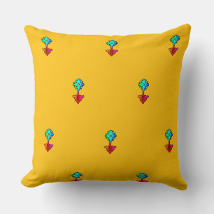 Blue Flower Yellow Sofa Chair Throw Pillow