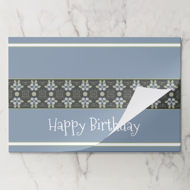 Blue Flowered Artsy Paper Placemats (Folded)