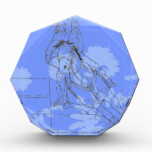 Blue Flowered Barrel Racer Acrylic Award