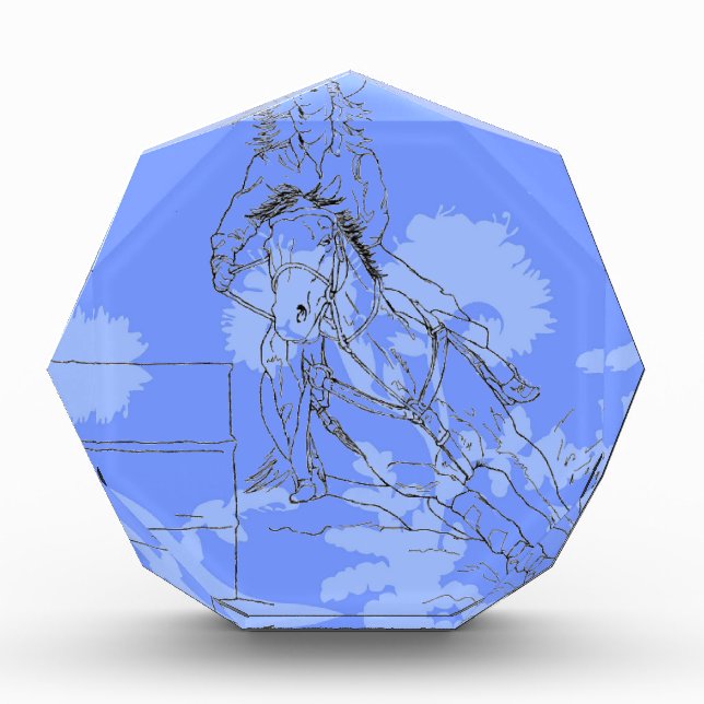 Blue Flowered Barrel Racer Acrylic Award (Front)