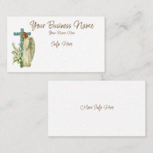 Blue Flowered Christian Cross Business Card