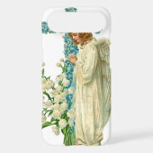 Blue Flowered Christian Cross Case-Mate iPhone Case (Back)